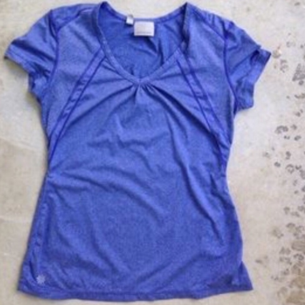 Athleta Velocity Tee Mesh Detail Blue Purple